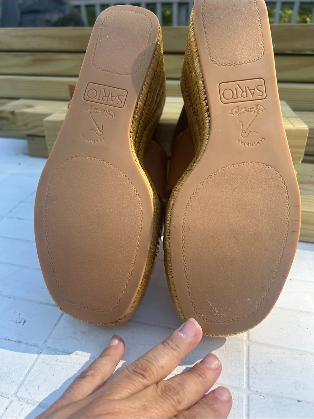 Franco Sarto Chestnut Brown Leather Wedge Slingbacks